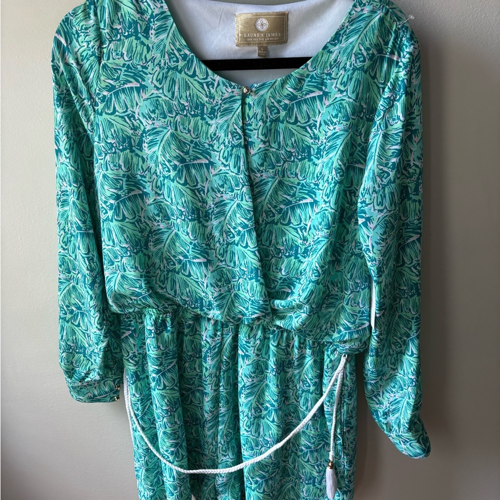 Lauren James Adalea Romper Green Palm Print NWT Size Large